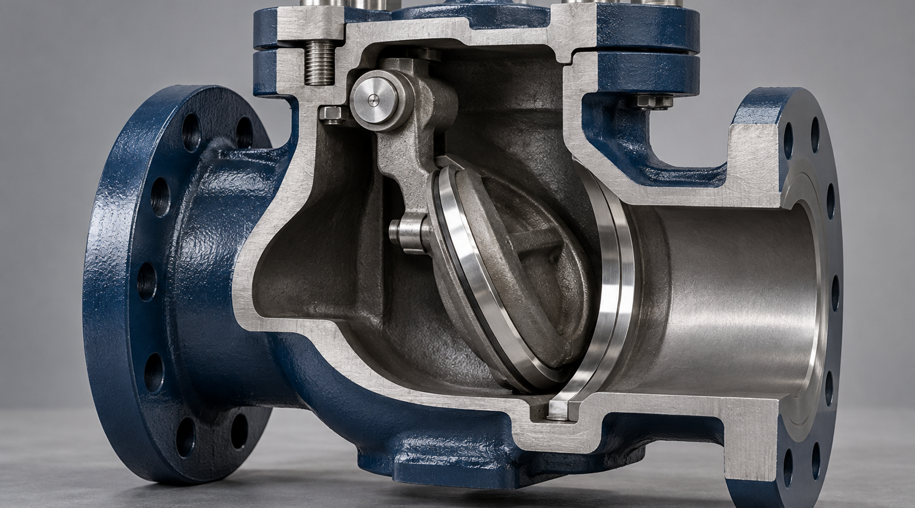 Swing check valve cutaway