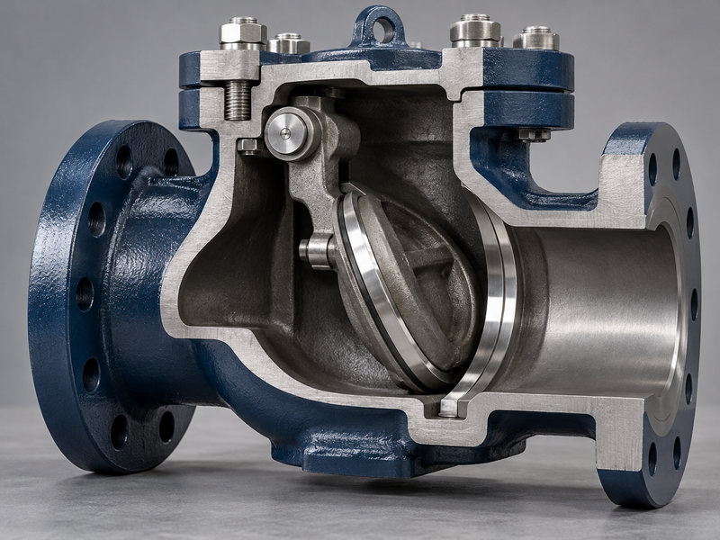 Swing check valve cutaway