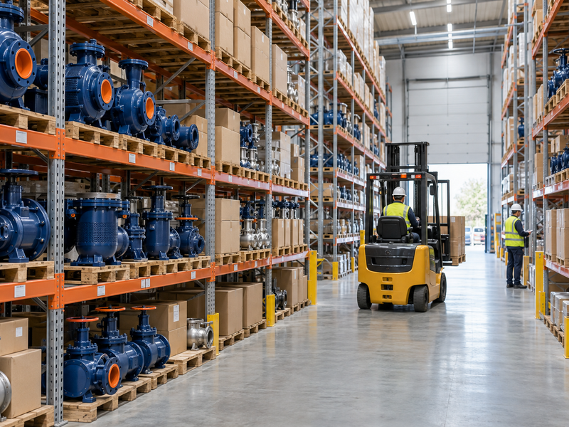 Distributor warehouse stocked with Halvorsen pumps