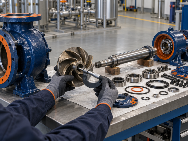 Pump teardown on the repair bench